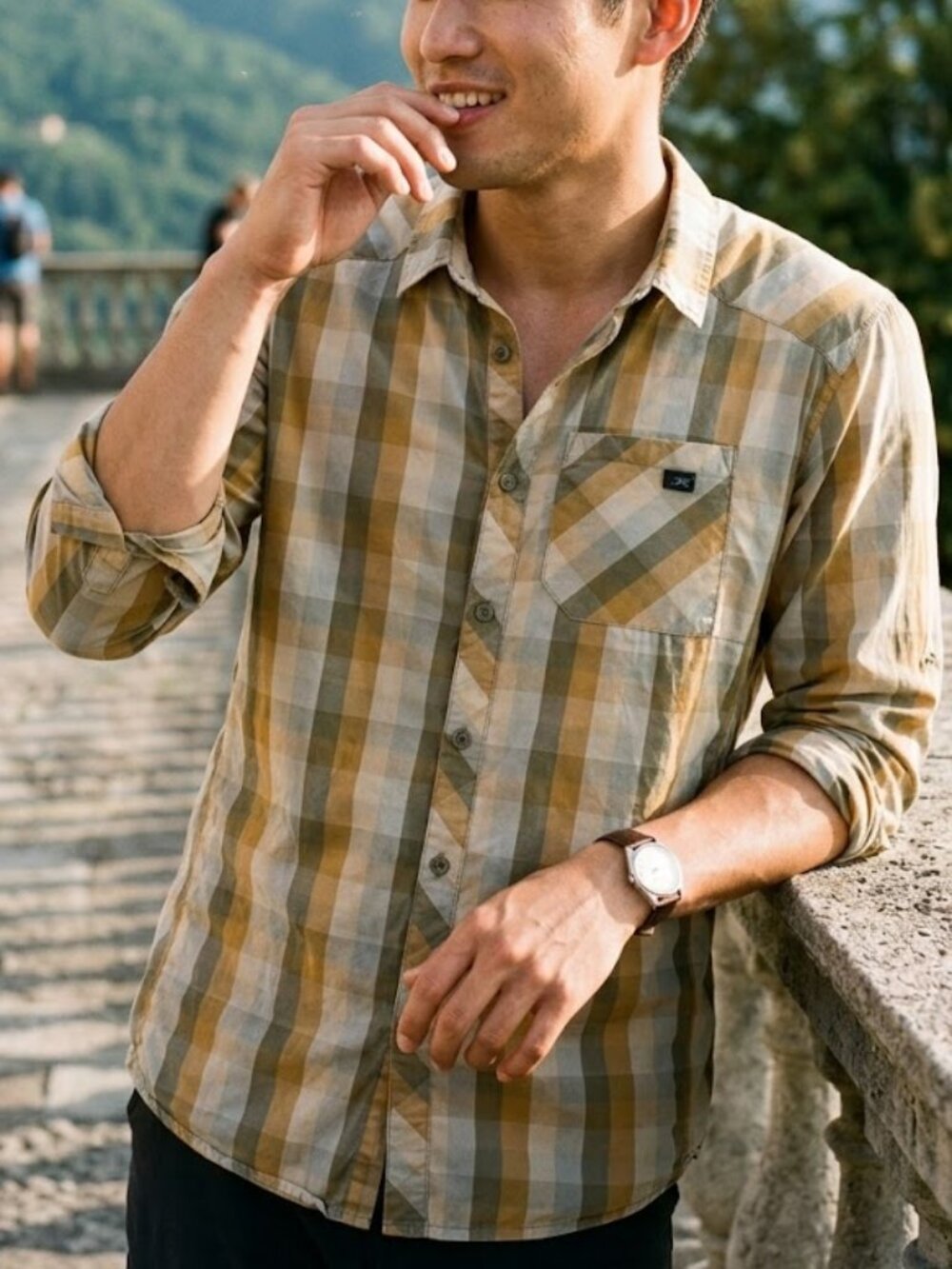 Arcteryx Peakline Hiking Camp Long Sleeve Brown Check Button Down Shirt Large - Picture 9 of 9